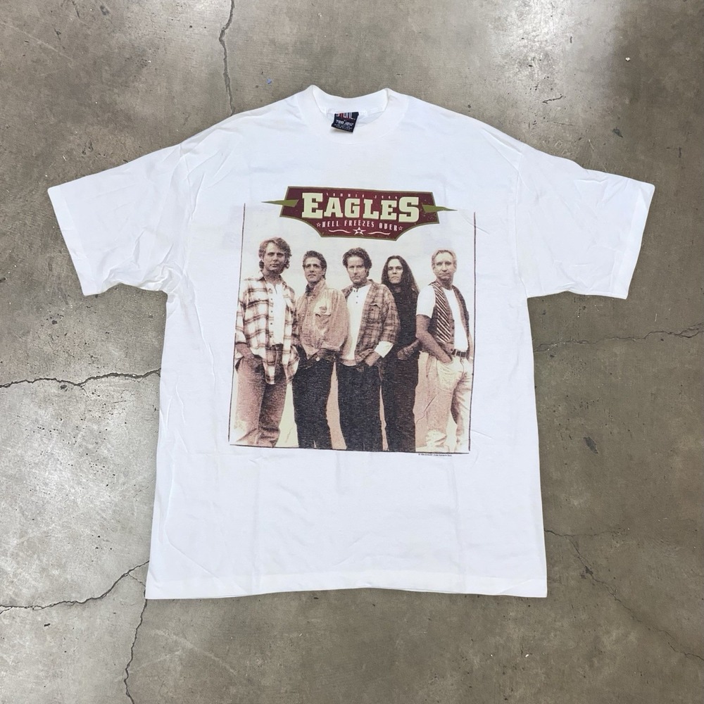 Vintage 90s Eagles Band T Shirt Size XXL Hell Freezes Over Giant Tag Summer 1994